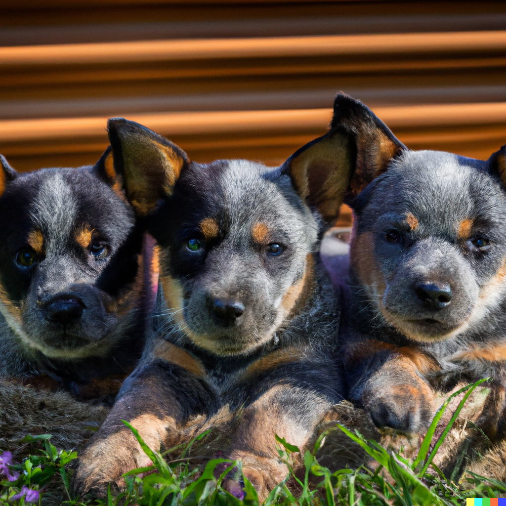 A group of Australian Cattle Dog puppies